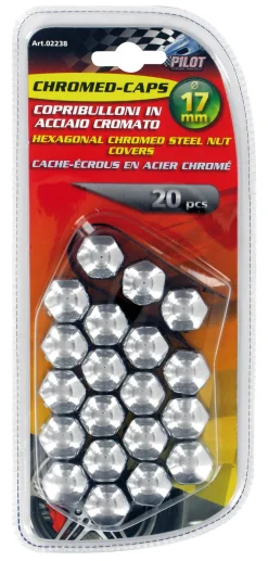 Euro Shop Wielmoerdoppen in Gechromeerd Staal x20 17mm