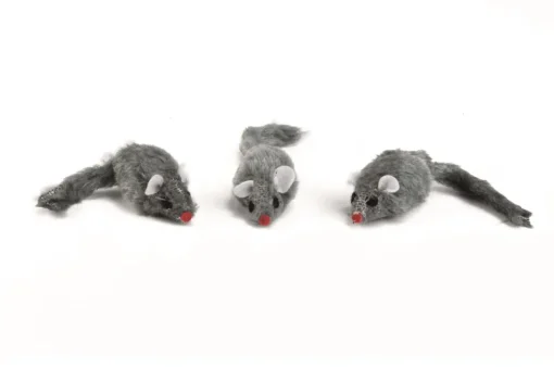 Beeztees Witte bonten muis 5 cm zakje van 3 stuks