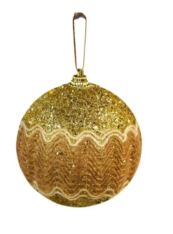 DDD 3x kerstbal strass M champagne