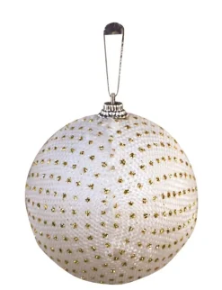 DDD 3x kerstbal strass M cream