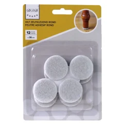 DDD zelfklevend vilt rond 38 mm wit 12 stuks