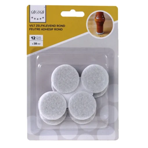 DDD zelfklevend vilt rond 38 mm wit 12 stuks